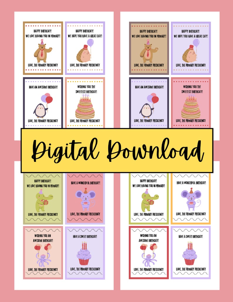 PRINTABLE LDS Primary Birthday Cards - Etsy