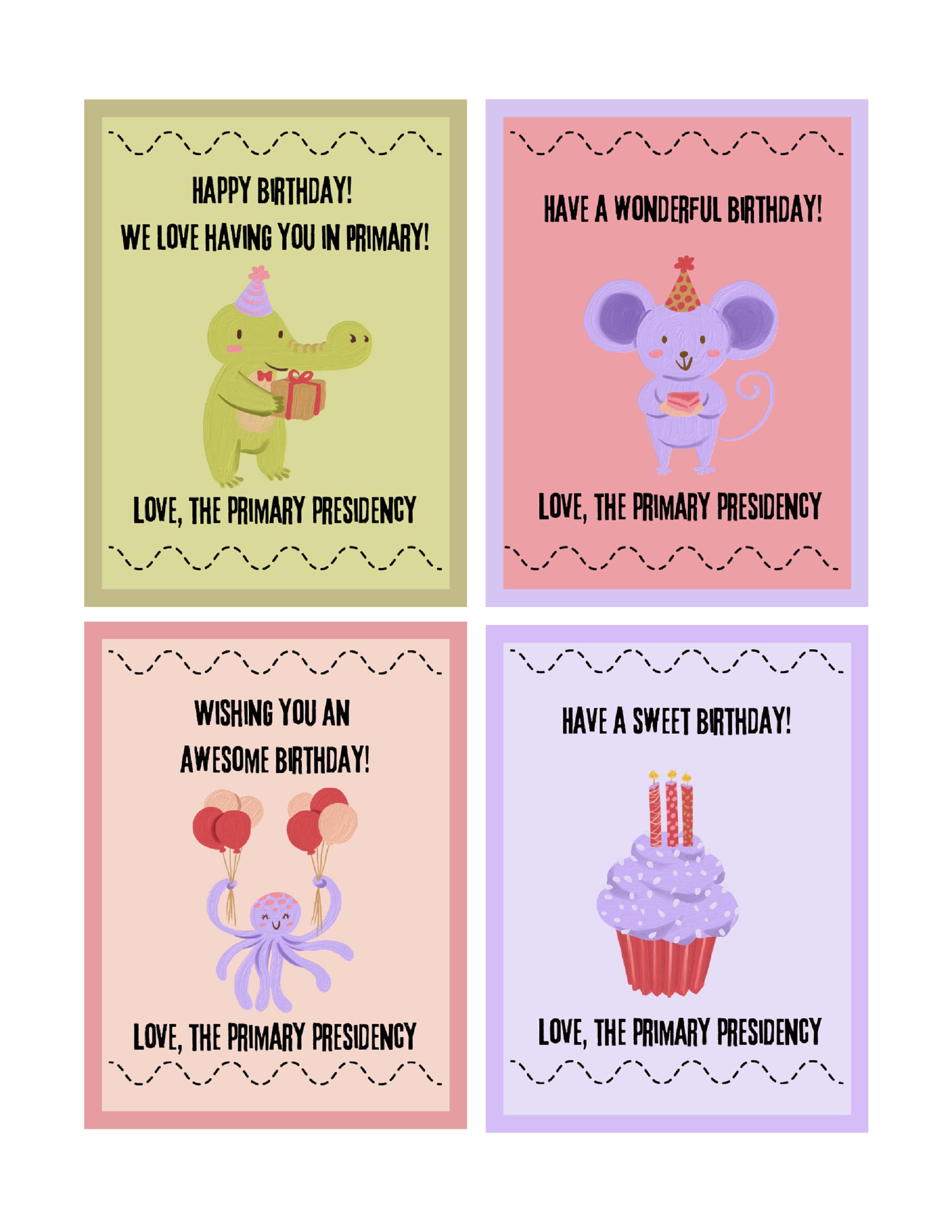 PRINTABLE LDS Primary Birthday Cards - Etsy