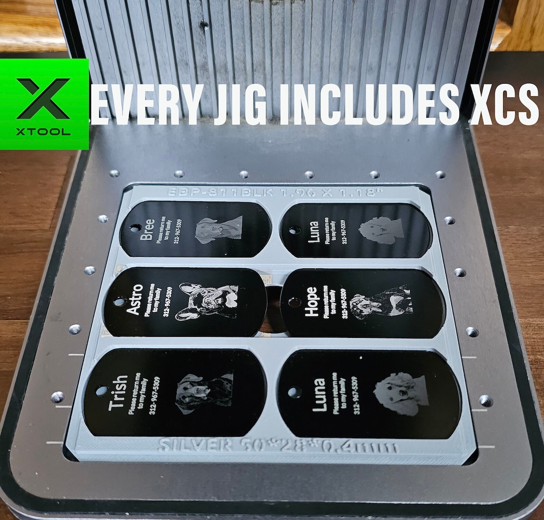 6 Black Dog Tag Jig Xtool F1 Laser Engraver Etsy