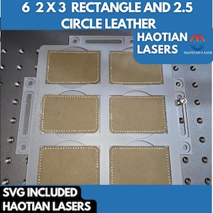 6  2 X 3  rectangle and 2.5 Circle Leather Patch Jig, 3D Printed Jig, xTool Fiber Laser Jig, Fiber Jig, Leather patch