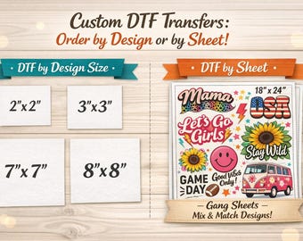 Custom dtf and Gang Sheet, Full Color DTF, Shirt Heat Transfer, Ready To Apply, Express DTF, Direct To Film, DTF Screen Print, Bulk Printing