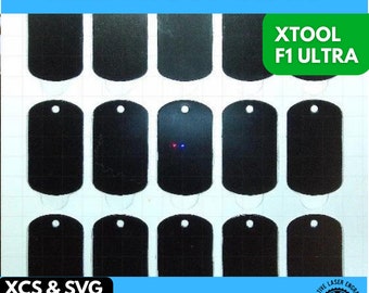 BLENDEDFAMドックタグ 15 Military Dog Tag Jig Xtool F1 Ultra, 3D Printed Jig