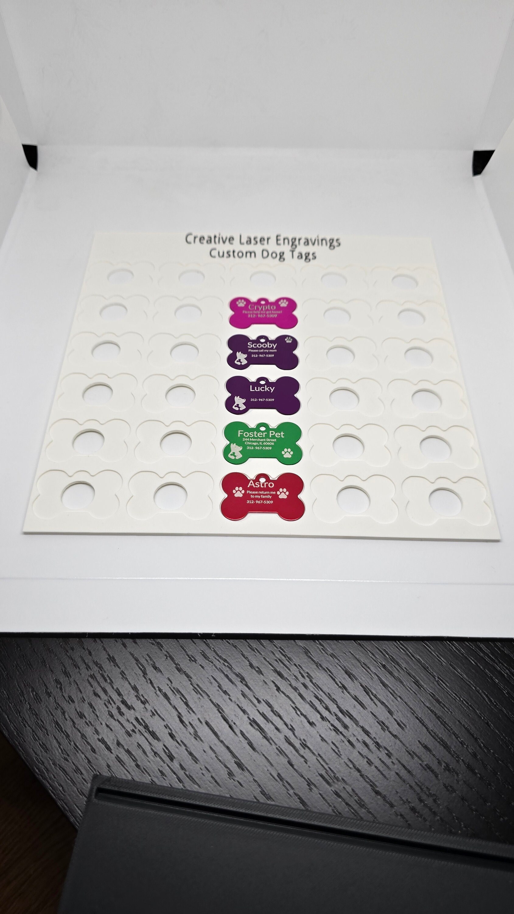 Buy Bone Dog Tag Display Stand - 30 Slot Laser Engraved Pet Tag Holder |  8.26x8.26 Inches | Perfect for Pop-up Stores & Events Online in India - Etsy