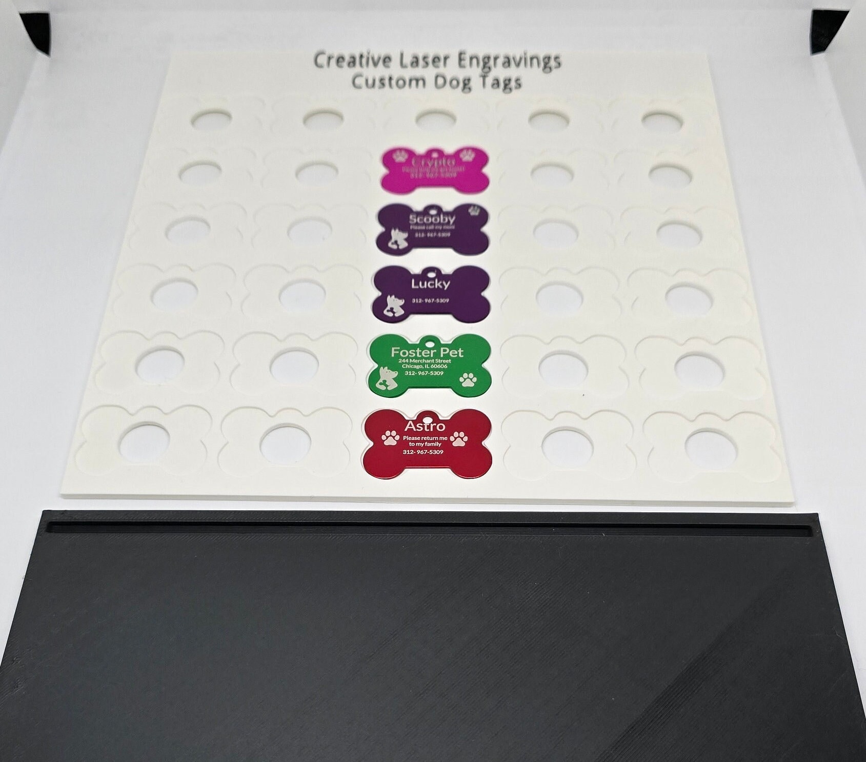 Dog Tag Display In Store Bone Dog Tag Display Stand - 30 Slot Laser Engraved Pet Tag Holder | 8 ...