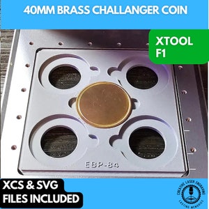 xTool F1 Laser Engraver 40mm Brass Challanger Coin Jig
