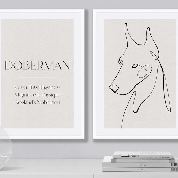 Dobermann - Set of 2 Digital Prints | Dog Wall Art to Print & Frame | Instant Digital Download | Size A5 A4 A3 A2 A1 A0