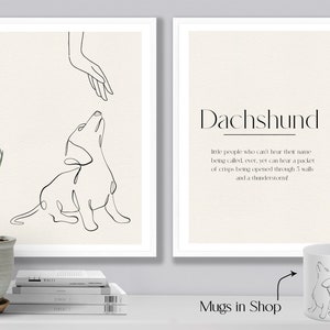 Dachshund Sausage Dog - Set of 2 Digital Prints | Puppy Home Decor Wall Art | Instant Digital Download | Size A5 A4 A3 A2 A1 A0