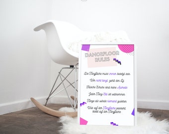 Wedding Dance Floor Rules 80/90ies Style Dancefloor Rules Dancing DJ Music Deejay Wedding Digital Print Chalkboard for Wedding Newlyweds