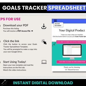Goals Tracker Spreadsheet, Yearly Business Goals, Google Sheets Goals Task List, Goal Tracking, SMART Business Goals, Monthly Goal Tracking image 7