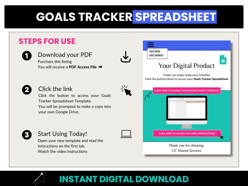 Goals Tracker Spreadsheet, Yearly Business Goals, Google Sheets Goals Task List, Goal Tracking, SMART Business Goals, Monthly Goal Tracking image 7