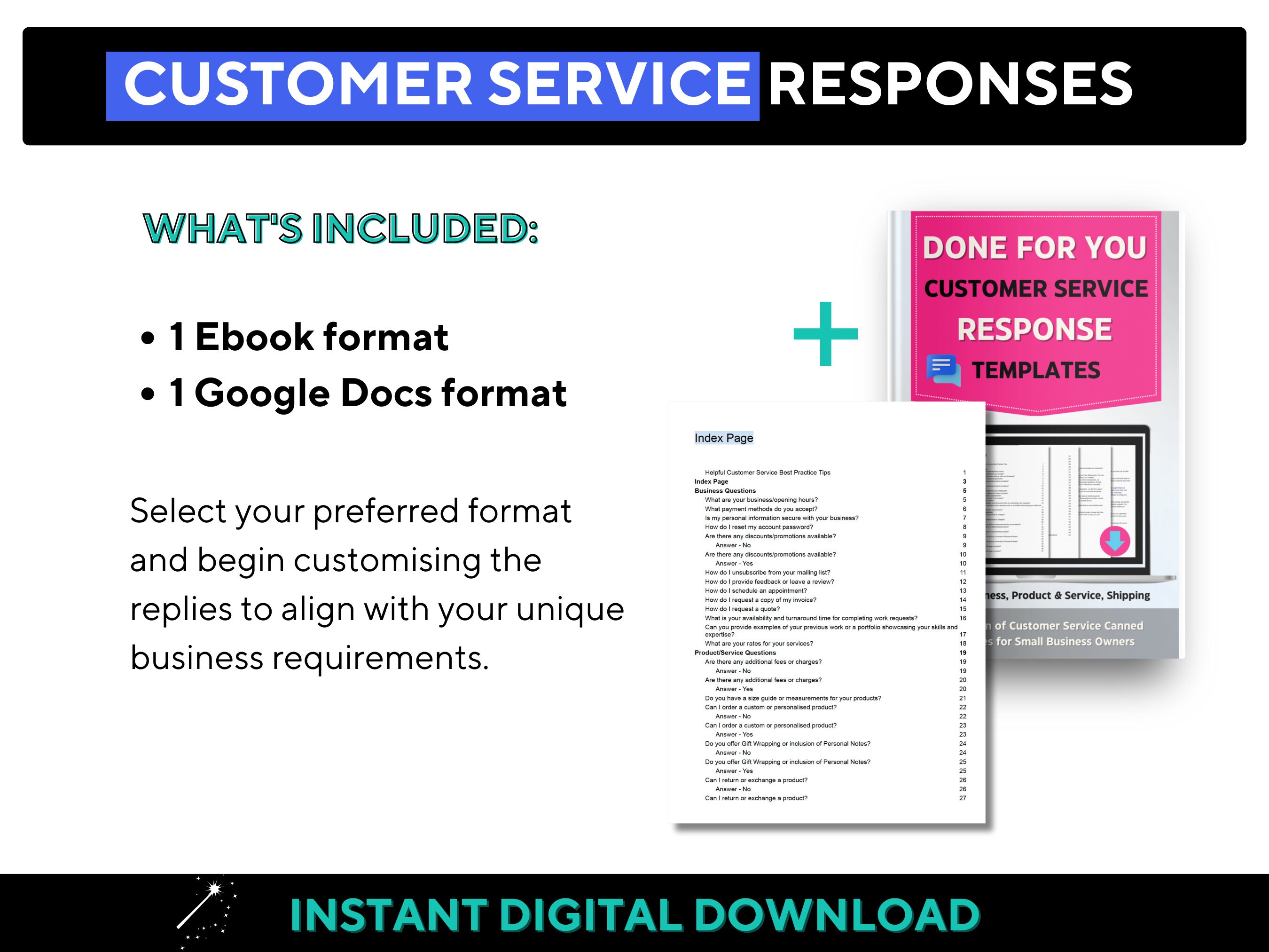Small Business Customer Service Response Templates Done for Etsy