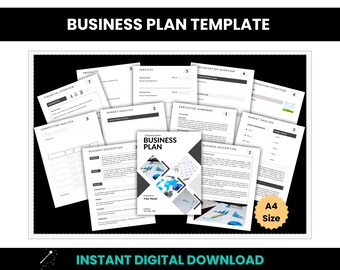 Business Plan Template, A4 Editable Business Plan Canva Template, Small Business Plan, Canva Editable Business Plan, New Business Startup