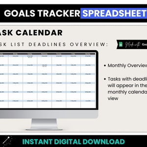 Goals Tracker Spreadsheet, Yearly Business Goals, Google Sheets Goals Task List, Goal Tracking, SMART Business Goals, Monthly Goal Tracking image 4
