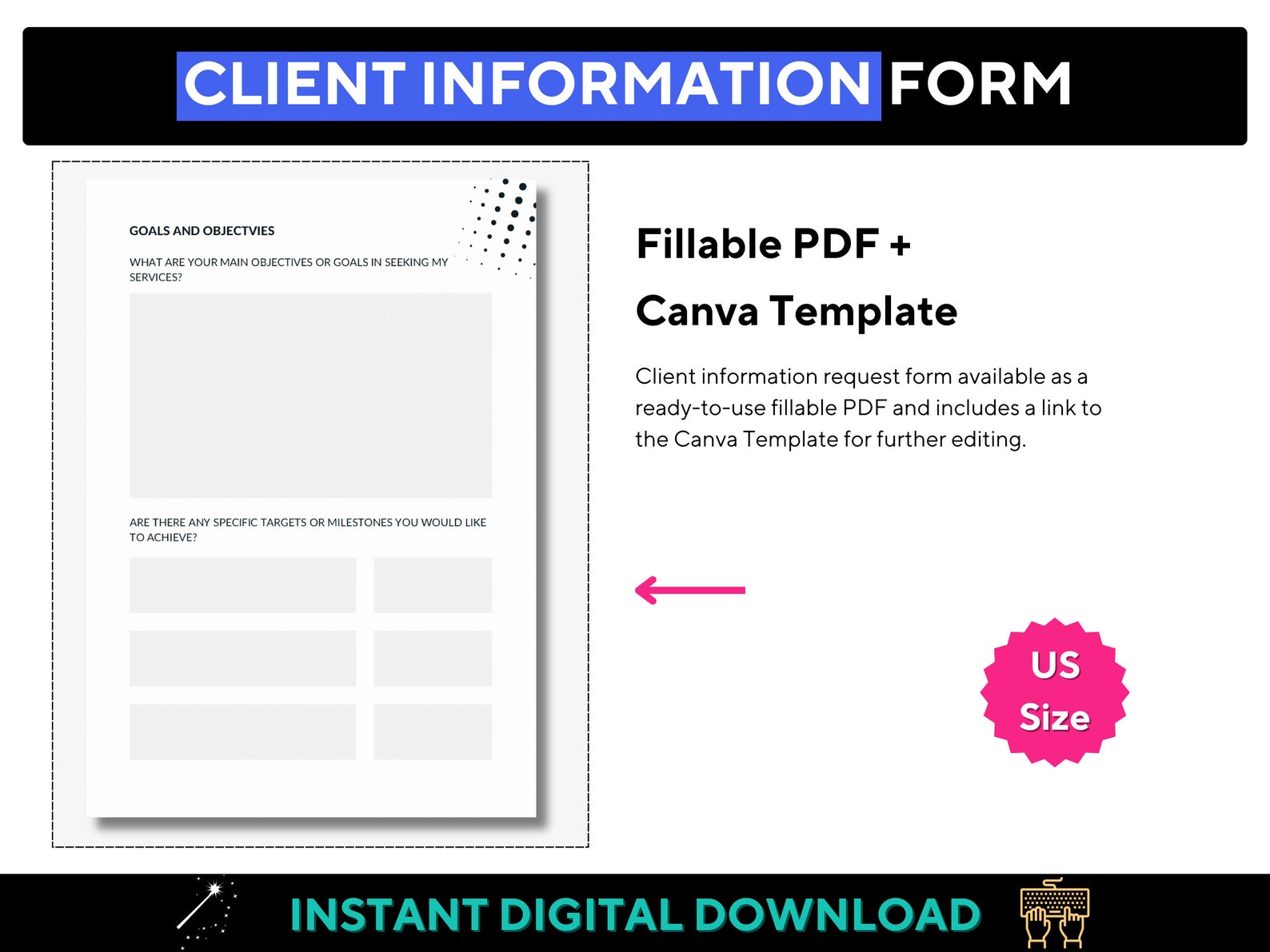 Client Information Request Form, US Size Fillable PDF Client Onboarding ...