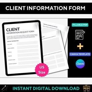 Client Information Request Form, US Size Fillable PDF Client Onboarding ...