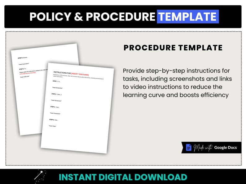 Policy & Procedure Template, Editable Google Docs Policy Template, Small Business Procedure Template, Standard Operating Procedure Template image 4
