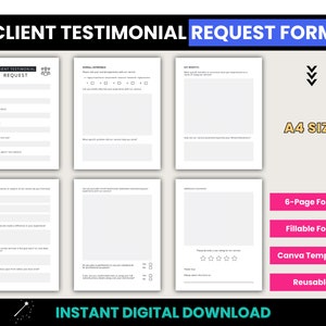 Client Testimonial Form, A4 Size Fillable Customer Testimonial Request PDF Form, A4 Size Client Feedback Form, Feedback Form Canva Template image 8