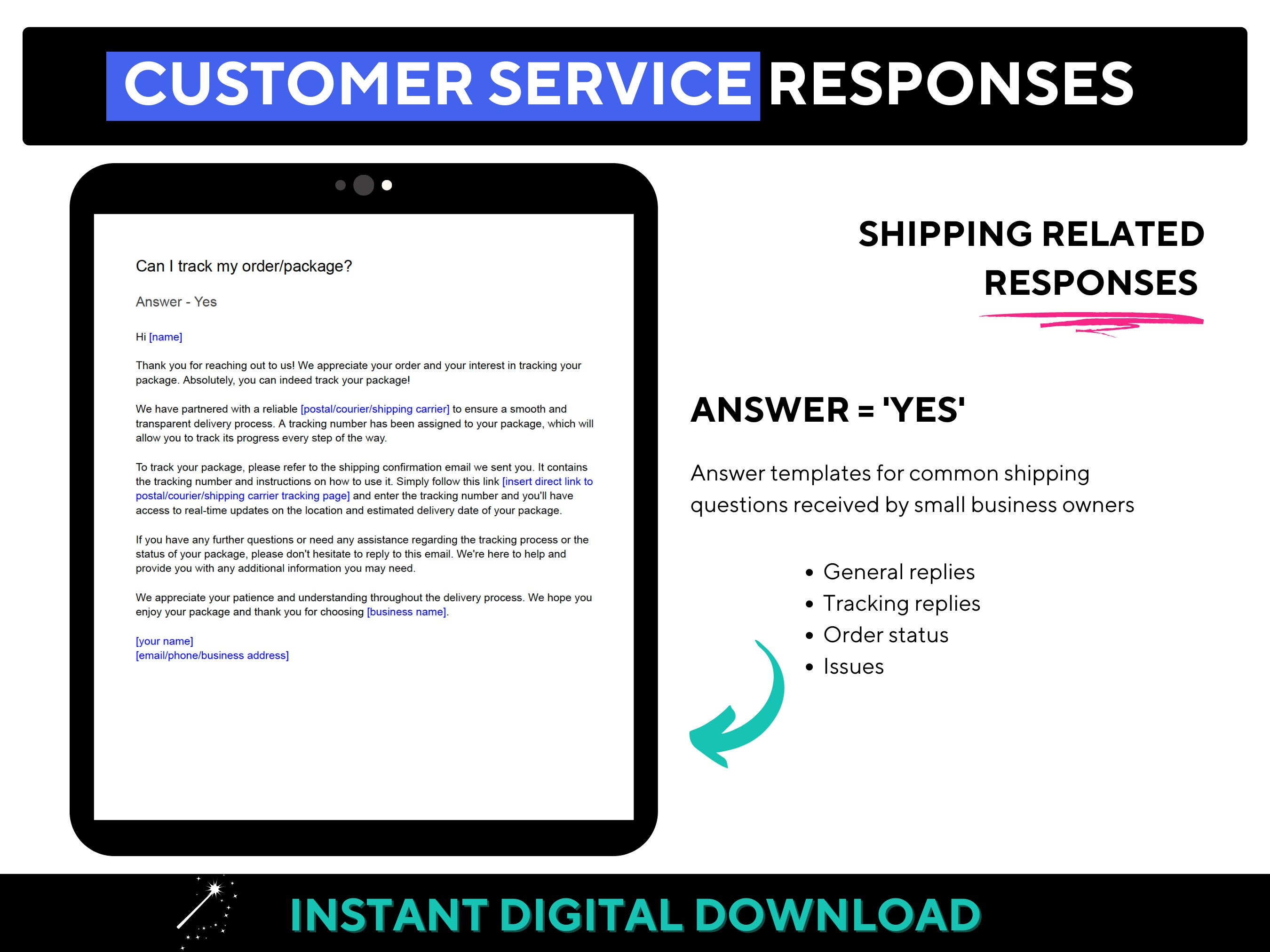 Small Business Customer Service Response Templates Done for Etsy