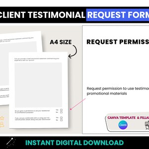 Client Testimonial Form, A4 Size Fillable Customer Testimonial Request PDF Form, A4 Size Client Feedback Form, Feedback Form Canva Template image 6