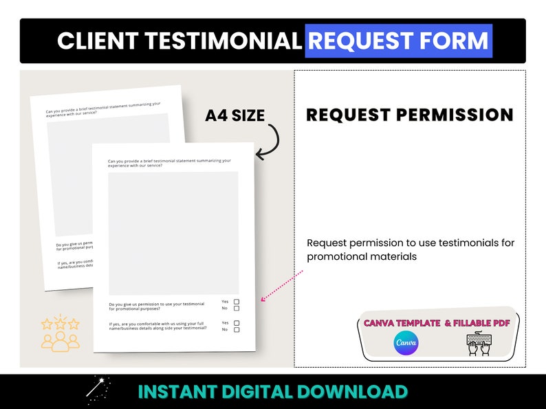 Client Testimonial Form, A4 Size Fillable Customer Testimonial Request PDF Form, A4 Size Client Feedback Form, Feedback Form Canva Template image 6