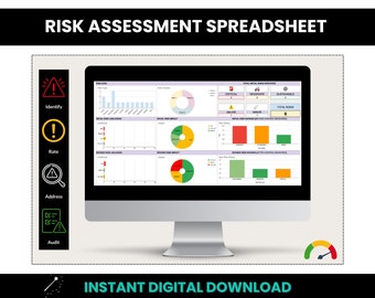 Hoja de cálculo de evaluación de riesgos: Gestión de riesgos empresariales, auditoría de seguridad (descarga digital)