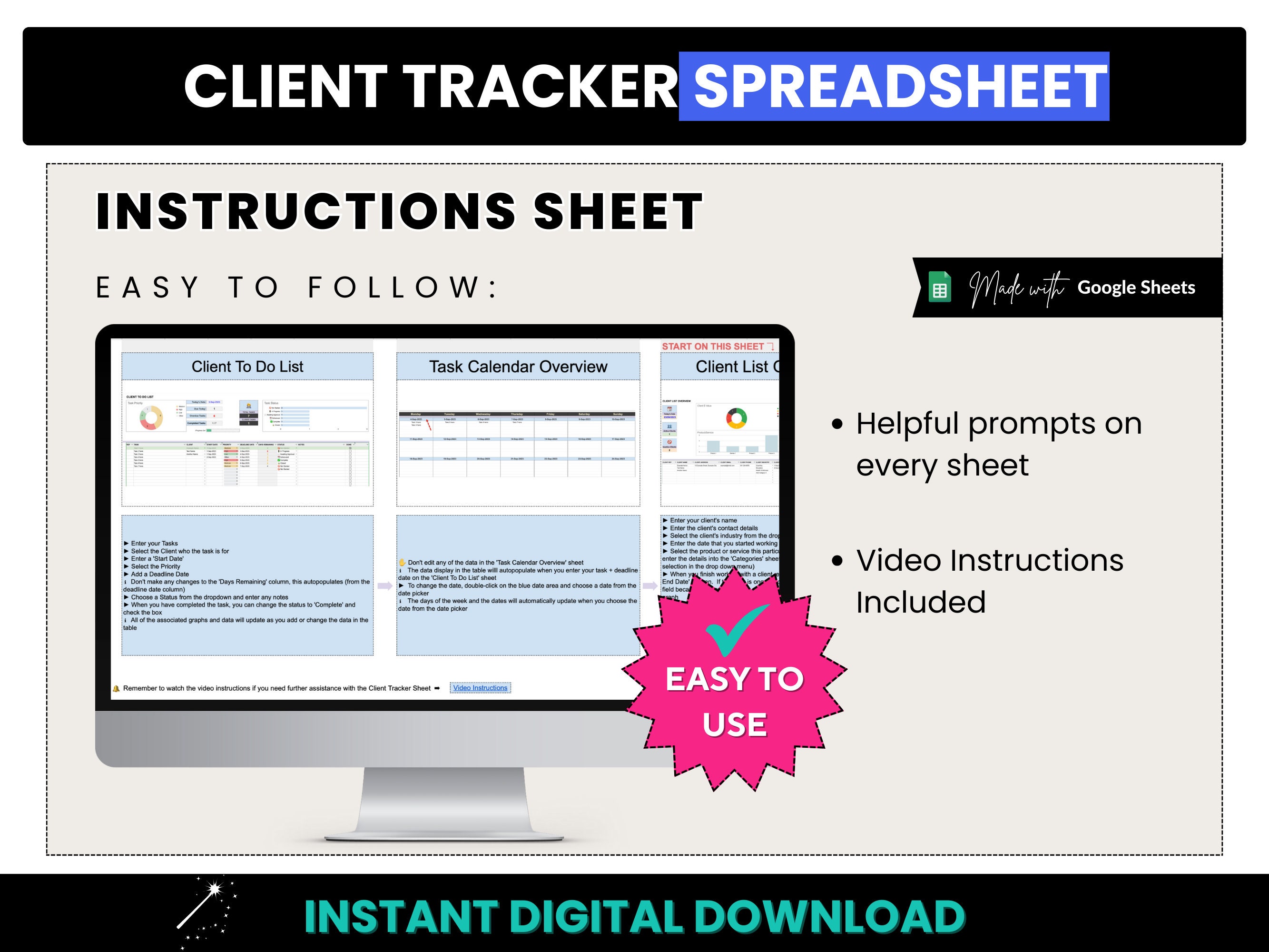Client Tracker Spreadsheet, Client Management CRM Tool, Google Sheets ...