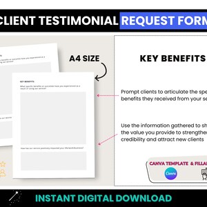 Client Testimonial Form, A4 Size Fillable Customer Testimonial Request PDF Form, A4 Size Client Feedback Form, Feedback Form Canva Template image 4