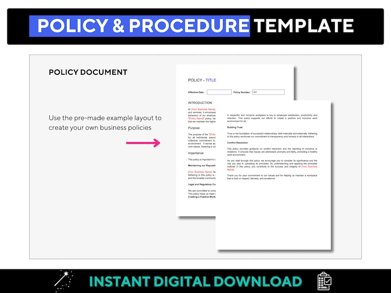 Policy Procedure Template Editable Policy Doc Template Editable