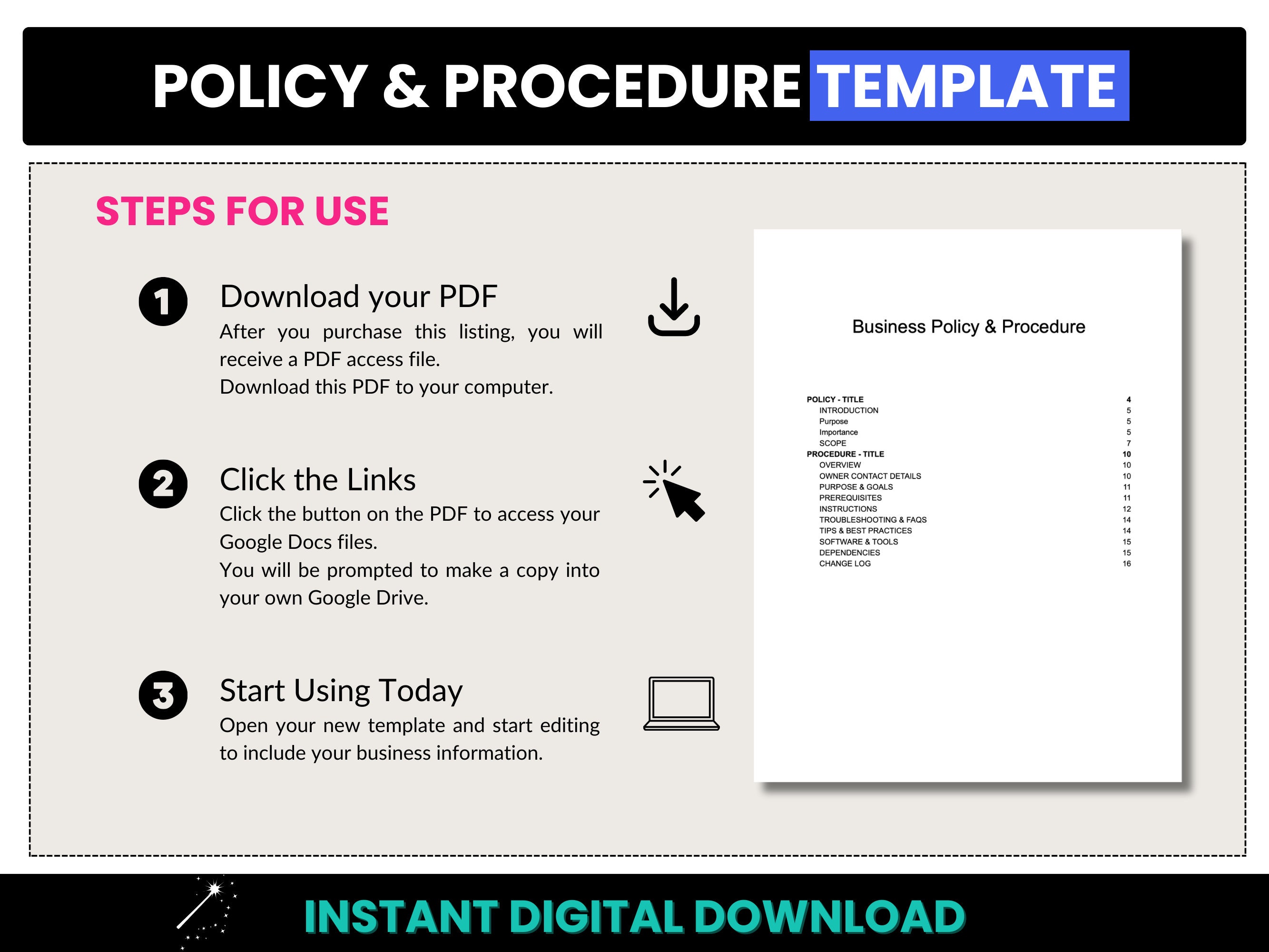 Policy Procedure Template Editable Google Docs Policy Template