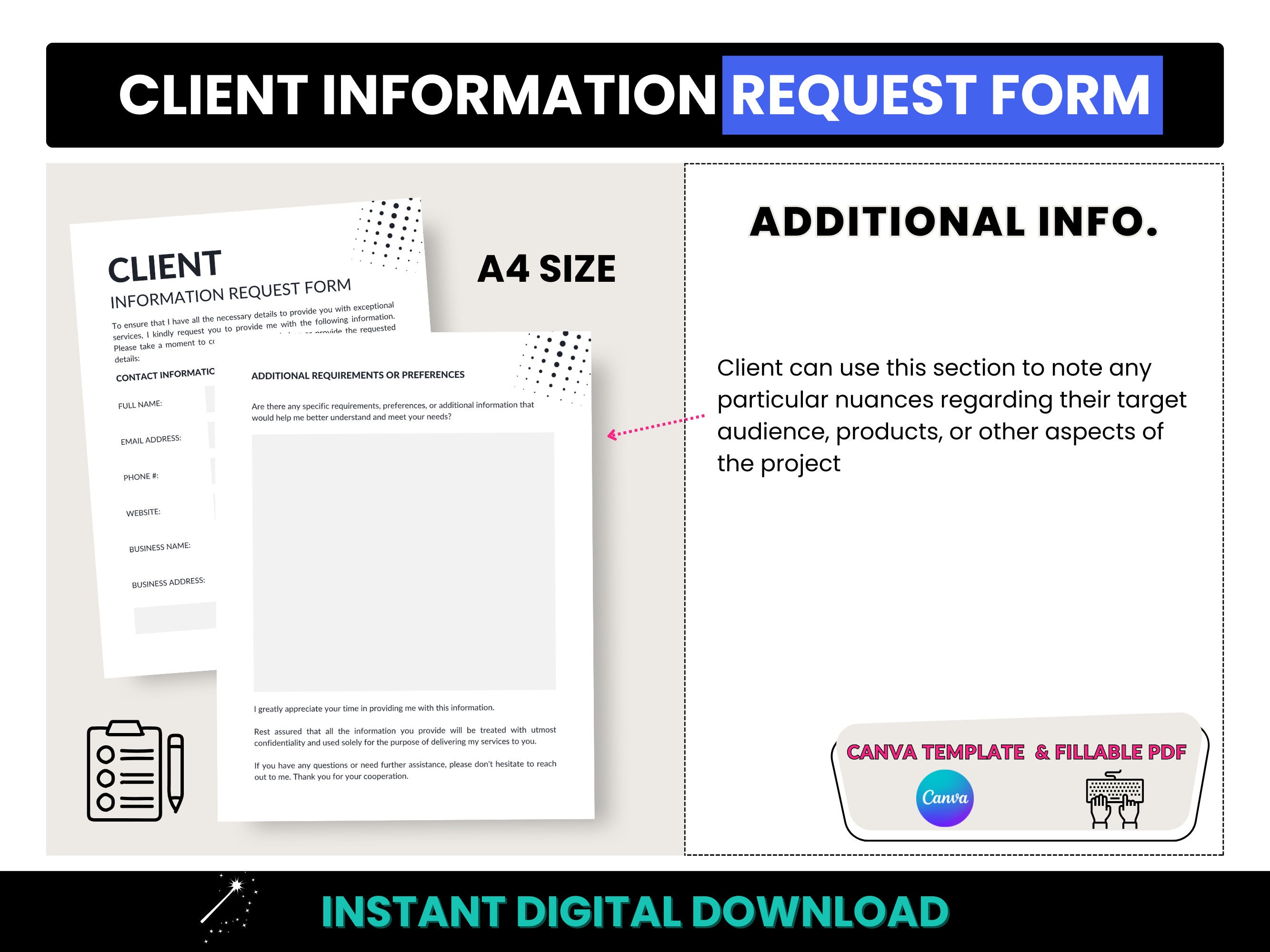 Client Information Form, New Client Intake Form, Client Onboarding ...