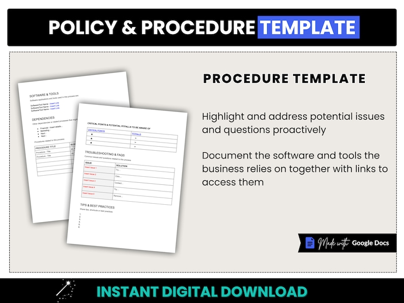 Policy & Procedure Template, Editable Google Docs Policy Template, Small Business Procedure Template, Standard Operating Procedure Template image 5