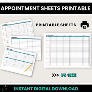 Appointment Sheets Printable, US Appointments Printable, US Landscape Appointment Sheet, Daily Appointment Sheet, Weekly Appointments Sheet