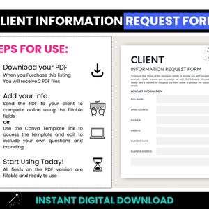 Client Information Form, New Client Intake Form, Client Onboarding ...