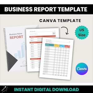 Business Report Template | US Size Business Annual Report | Editable Business Report Canva Template | Professional Report Portrait View