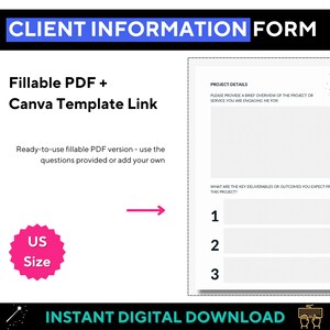Client Information Request Form, US Size Fillable PDF Client Onboarding ...