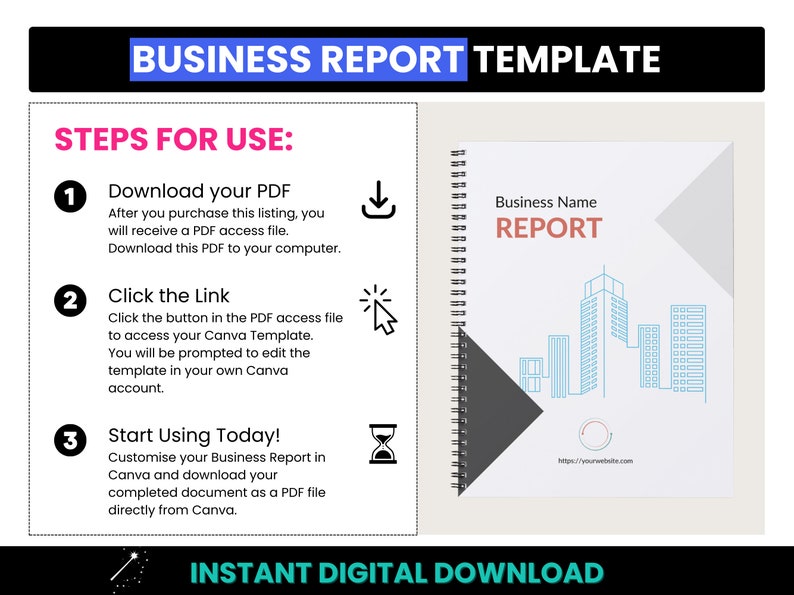 A4 Business Report Template: Editable Canva Design (digital Download ...