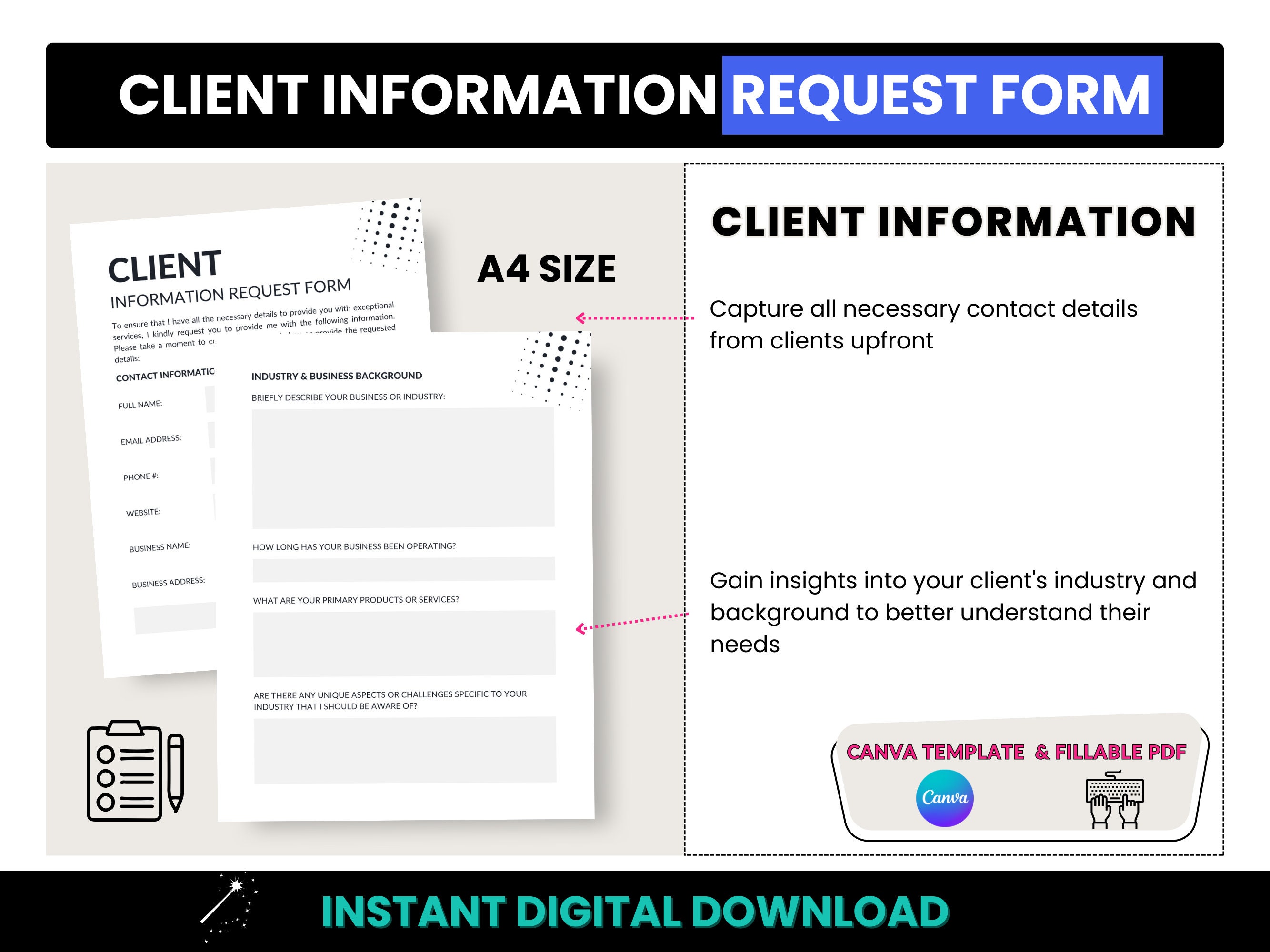 Client Information Form, New Client Intake Form, Client Onboarding ...