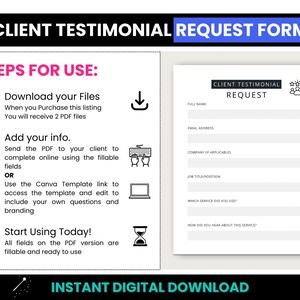 Client Testimonial Form, A4 Size Fillable Customer Testimonial Request PDF Form, A4 Size Client Feedback Form, Feedback Form Canva Template image 9