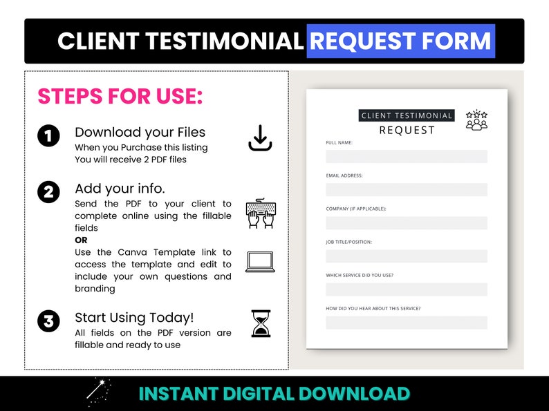 Client Testimonial Form, A4 Size Fillable Customer Testimonial Request PDF Form, A4 Size Client Feedback Form, Feedback Form Canva Template image 9