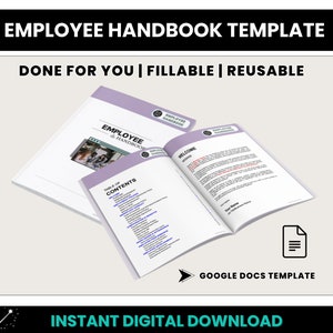 Peut inclure: Un modèle de manuel du personnel pour Google Docs. Le modèle est un téléchargement numérique et comprend une table des matières et une section de bienvenue. Le modèle est prêt à l'emploi, remplissable et réutilisable.
