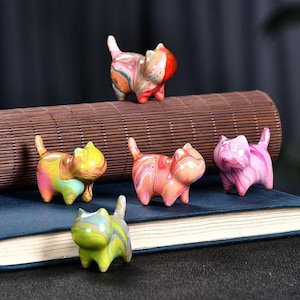 Hand Carving Wooden Cat,Wooden Sculpture,Christmas Gifts,Cat Ornaments,Gift For Her,Cat Figurine,Desk Decor,Cat Lover Gift,Miniature Cat