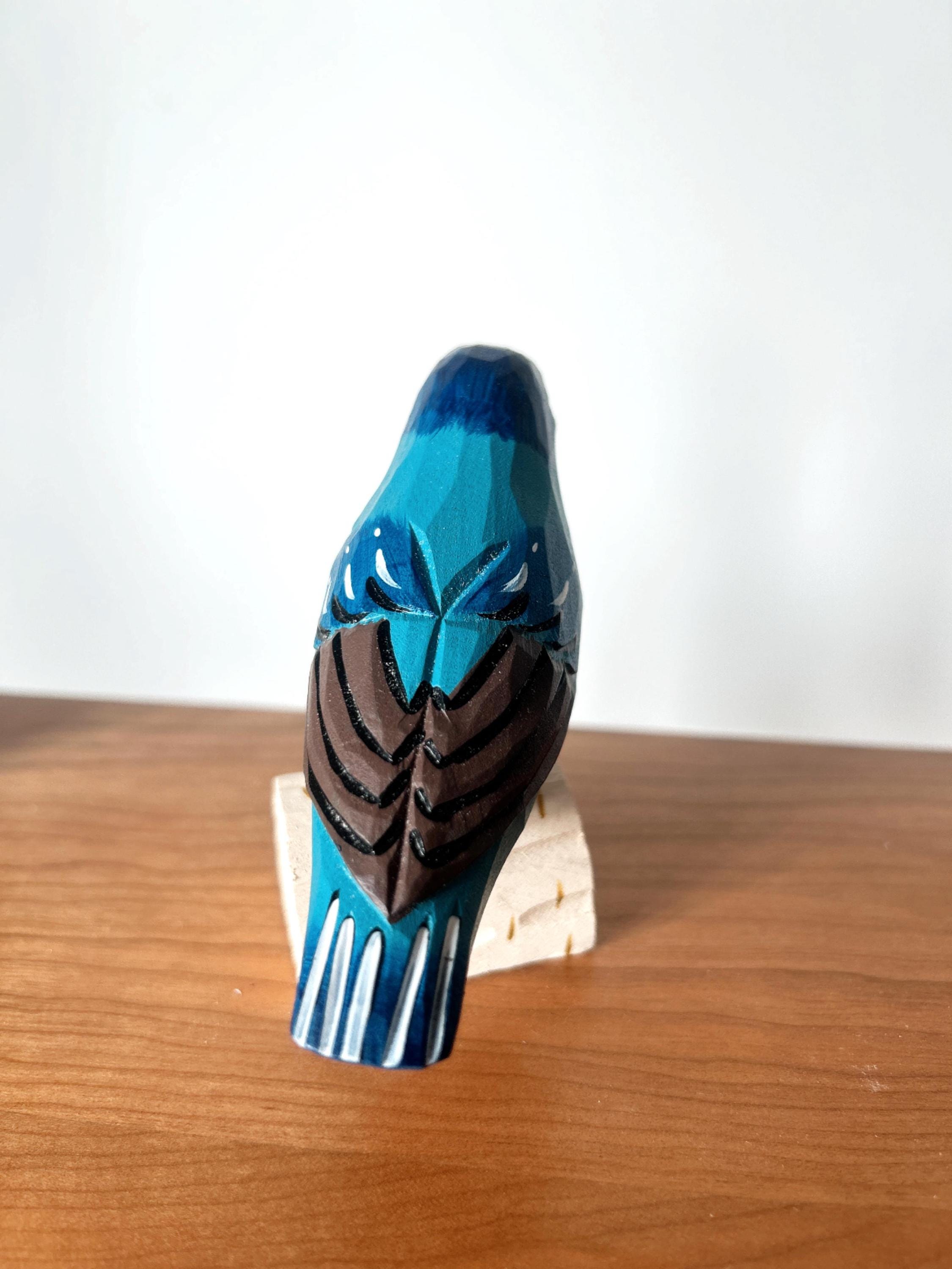 手作りの木製の鳥の置物：台座に彫られた鳥の彫刻 - Etsy 日本