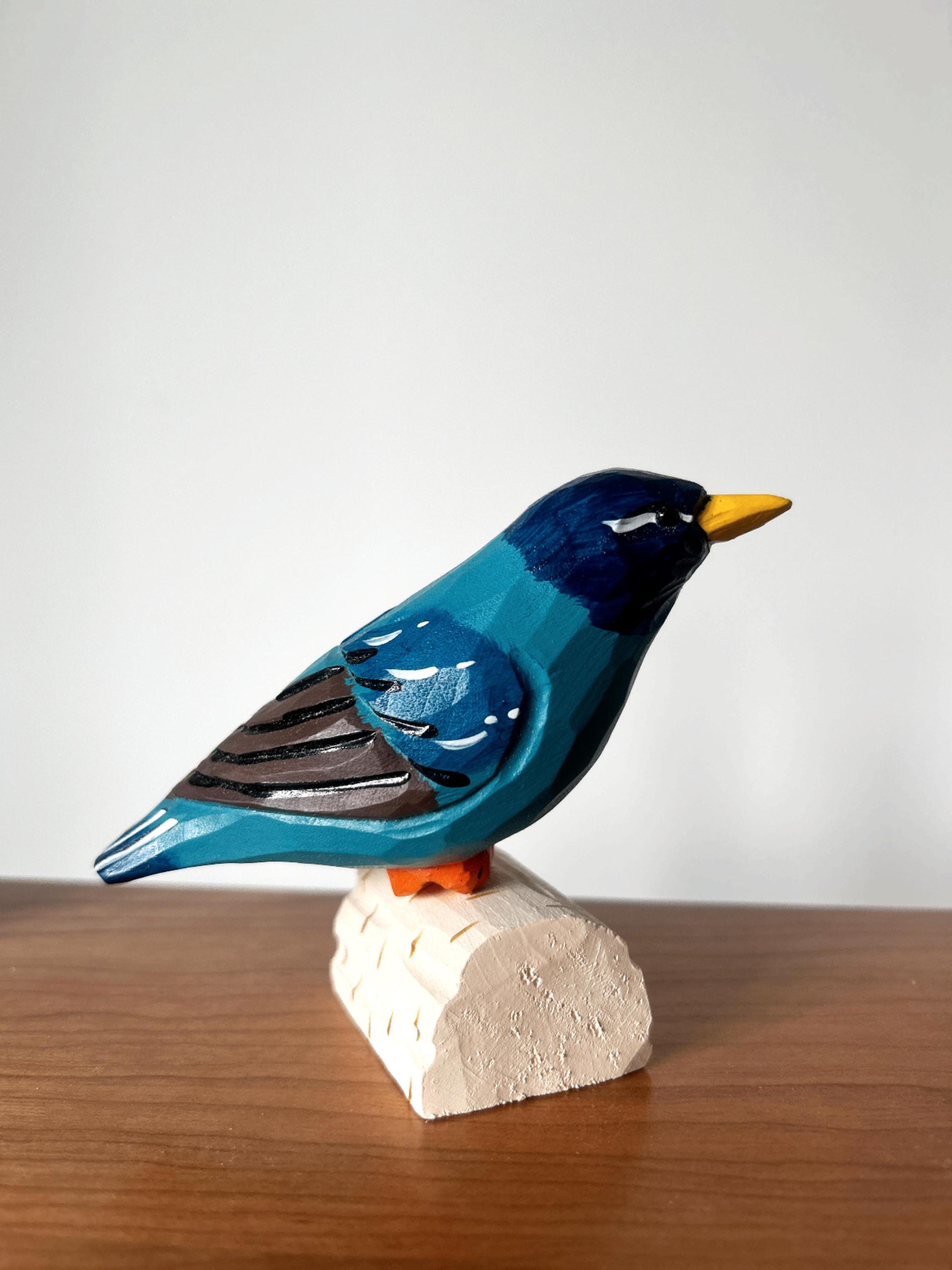 手作りの木製の鳥の置物：台座に彫られた鳥の彫刻 - Etsy 日本