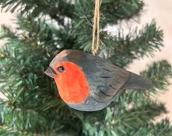 Hand-Carved Wooden Bird Ornament: Christmas Tree Decor