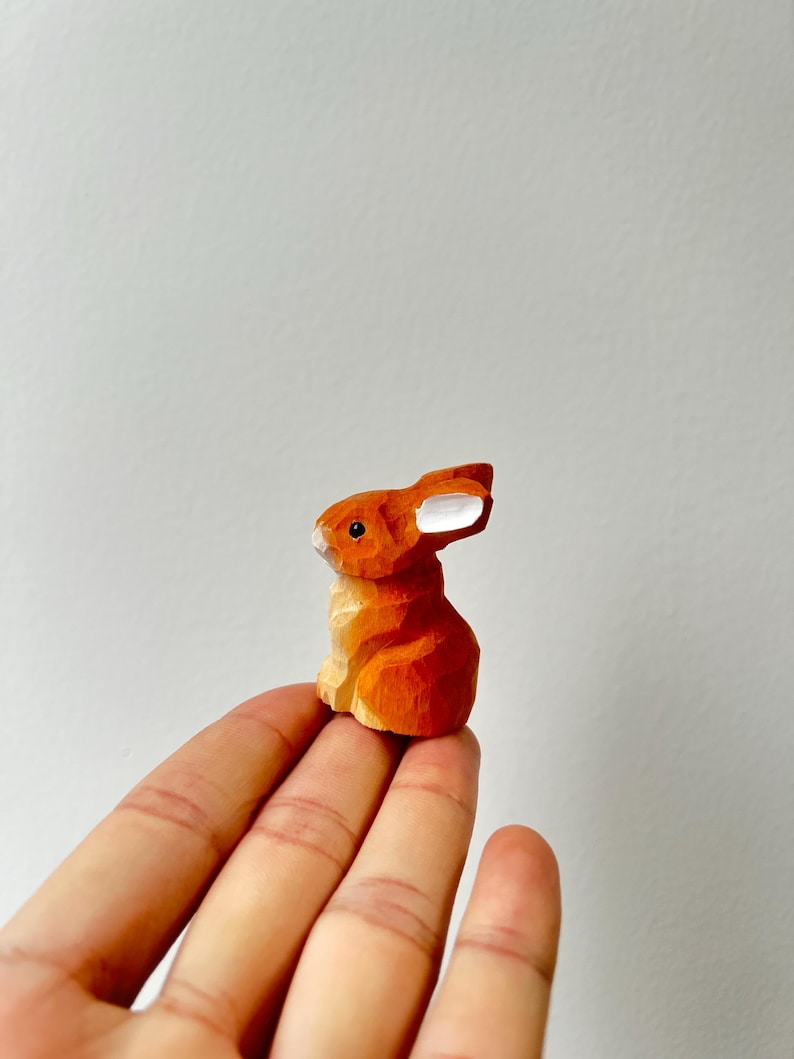 Wooden Rabbit Figurine,cute Mini Rabbit Sculpture,bunny Desk Decor ...