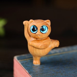 Ballet Dancing Cats,Hand Carv Wooden Cat,Wooden Sculpture,Christmas Gifts,Cat Ornaments,Gift For Her,Cat Figurine,Desk Decor,Cat Lover Gift