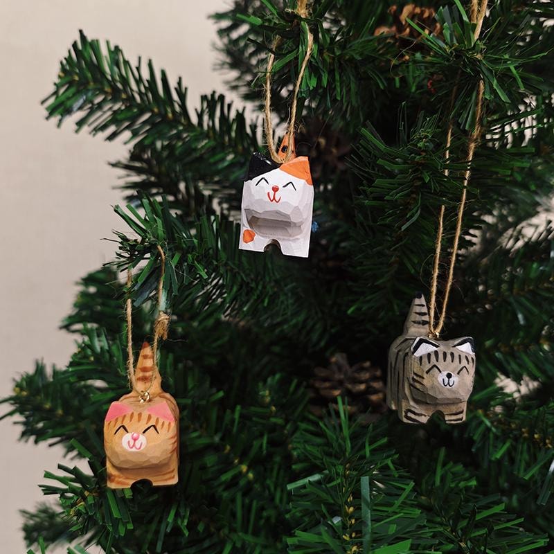 White cat christmas tree ornaments