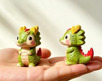 Hand carved Wooden Dragon Figurine,Miniature Dragon,Mother's Day Gifts
