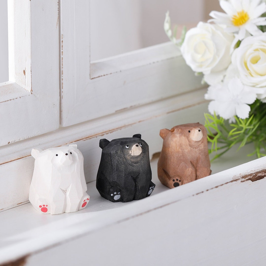 Handmade Wooden Carving Bear Sculpture,bear Statue,hand Carved Wood
