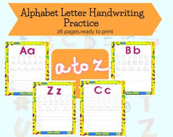 Alphabet Tracing. 26 Printable Trace the Alphabet. Handwriting Practice. Letter Tracing. Tracing Worksheets.